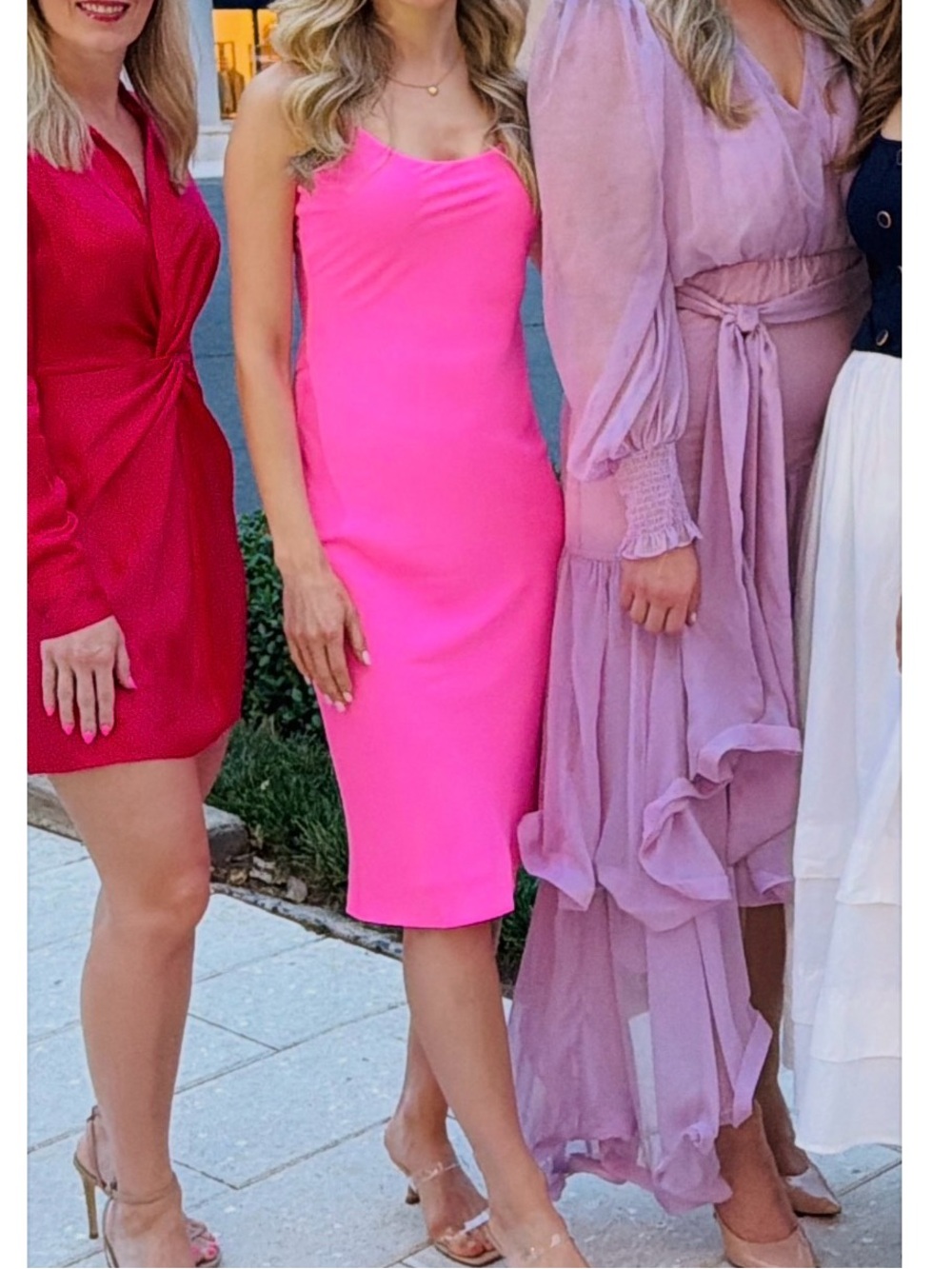 Amanda Uprichard Hot Pink Slip Midi Dress